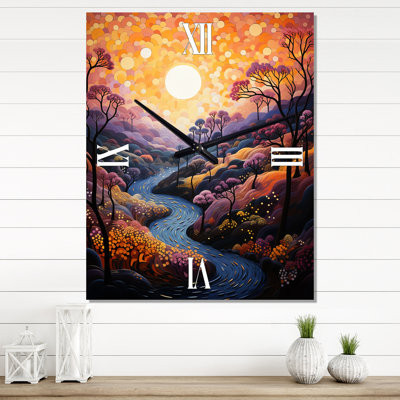 Horloge murale moderne Canyon Landscape Pointillism II