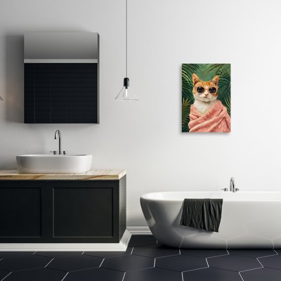 Cozy Cat and Tropical Plants Canvas, design by LSR Design Studio