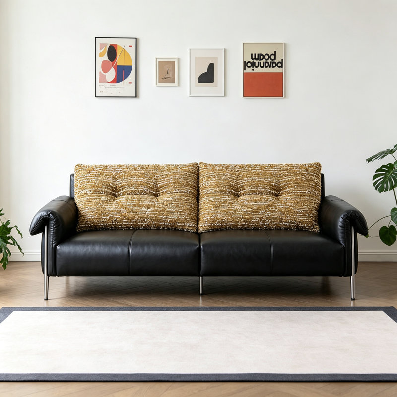 Canapé noir moderne, simple et luxueux