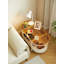 Table basse mobile ovale en verre et métal avec rangement