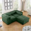 Élégant canapé 2 places en chenille verte avec siège de rangement repose-pieds, dossier cylindrique et accoudoirs, causeuse moderne en tissu avec espace de rangement caché-121059701