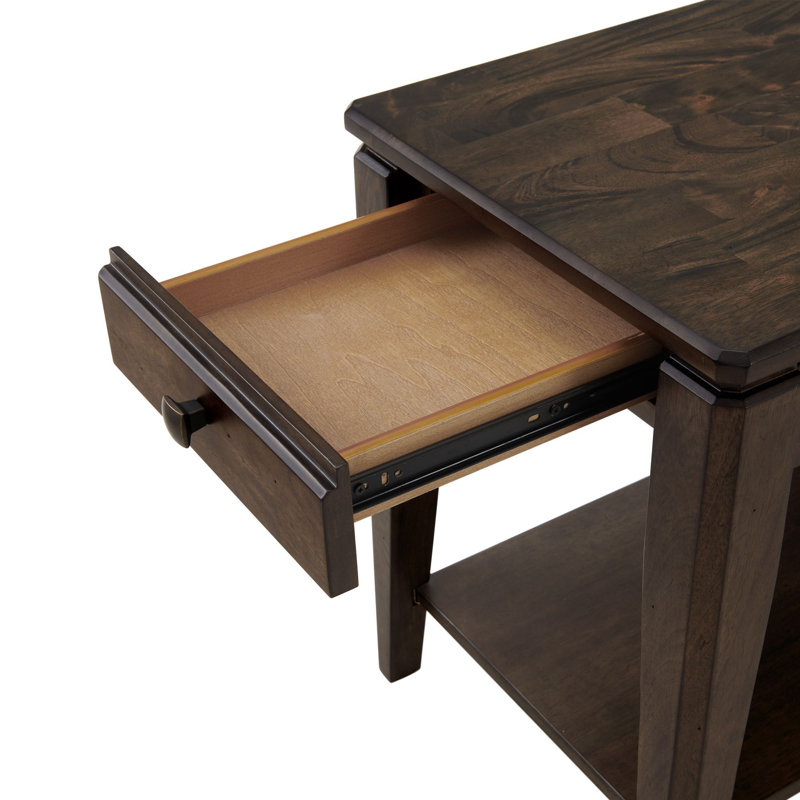 Rabea Solid Wood End Table with Storage