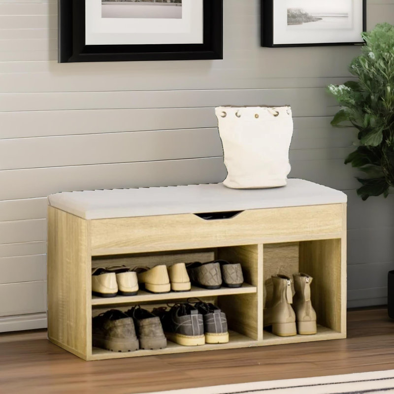 Shoe Storage Shoe Bench Oak With Seat Lift Top Chest Hallway Entryway Furniture