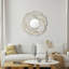 Miroir mural décoratif en bois stratifié - Miroir moderne pour salle de bain, salon et chambre à coucher - Miroir mural polyvalent et décoration murale - 39 po, ivoire