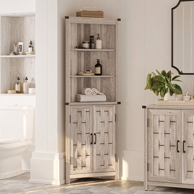 HOME Corner Bathroom Bookshelf Cabinet with Adjustable Shelves by Rosalind Wheeler