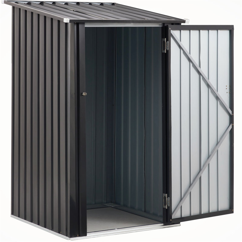 3.3 ft. W x 3 ft. D Steel Storage Shed, Dark Gray, 63.38" H x 40.72" W x 37.42" D