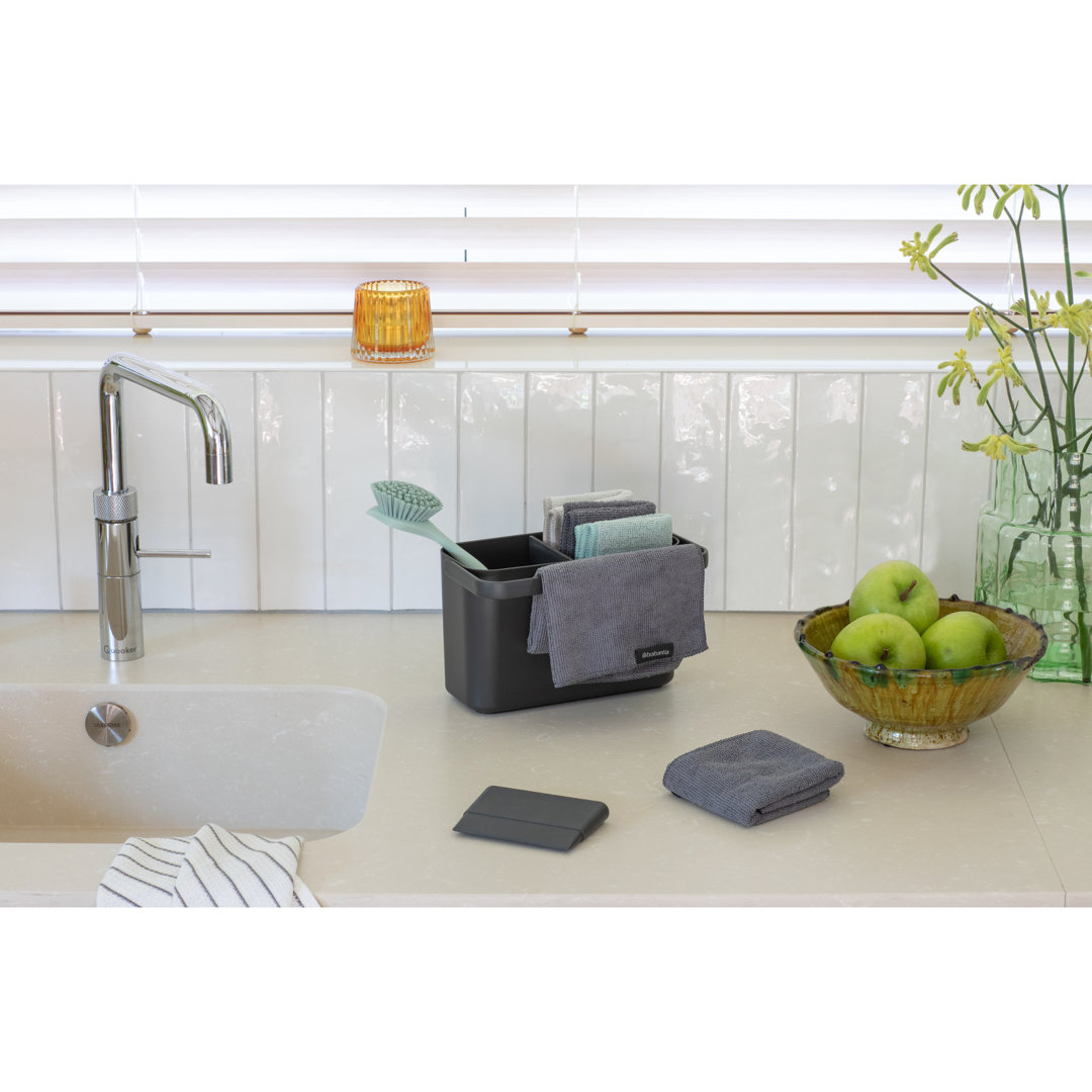 Brabantia Sinkside Cleaning Set, Cleaning Caddy, Dish Brush, Squeegee, 3brabantia  Microfibre Cleaning Pads And 2 Microfibre Cleaning Cloths