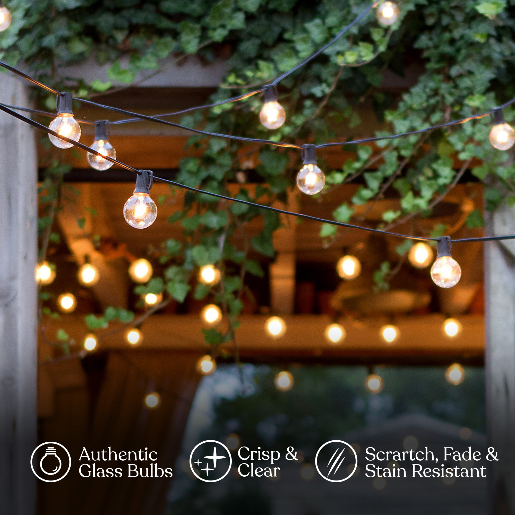 Pro 12-Light 26 ft. Outdoor Plug-In LED 1-Watt G40 Soft White Bulb String Lights, Black