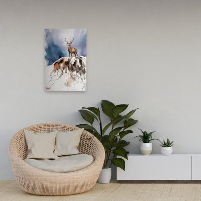 Impression d'art mural majestueux, cerf contemporain contemporain, montagne, cerf majestueux