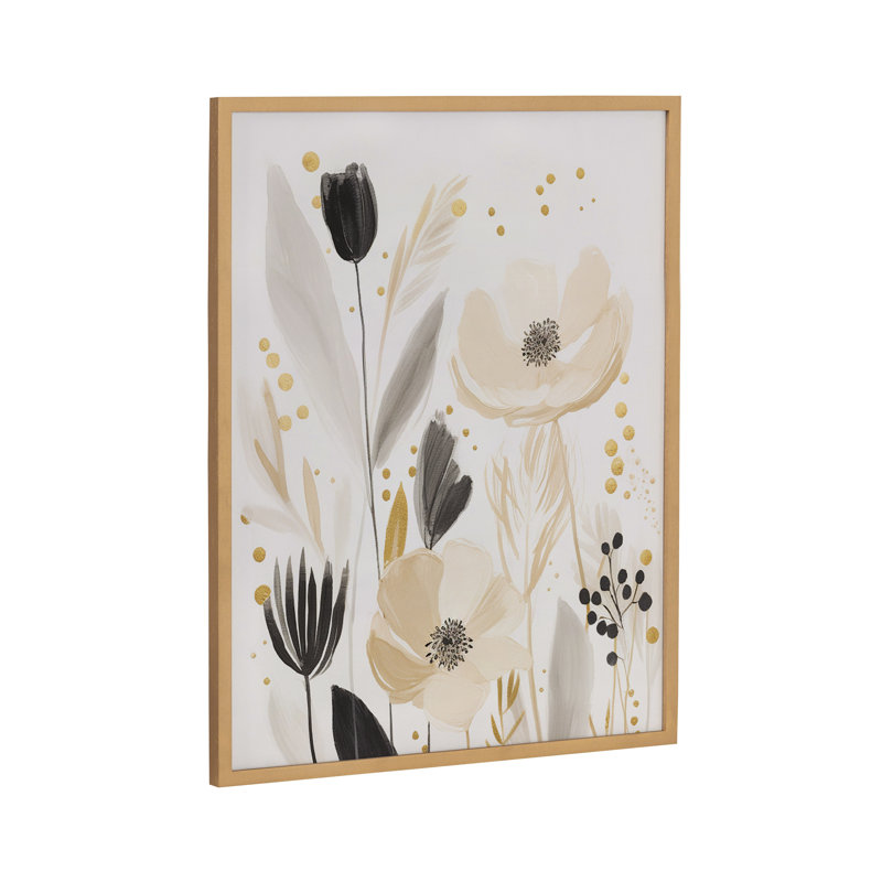 Adorable fleur murale, Cadre doré, H 16,65 po x l 20,65 po