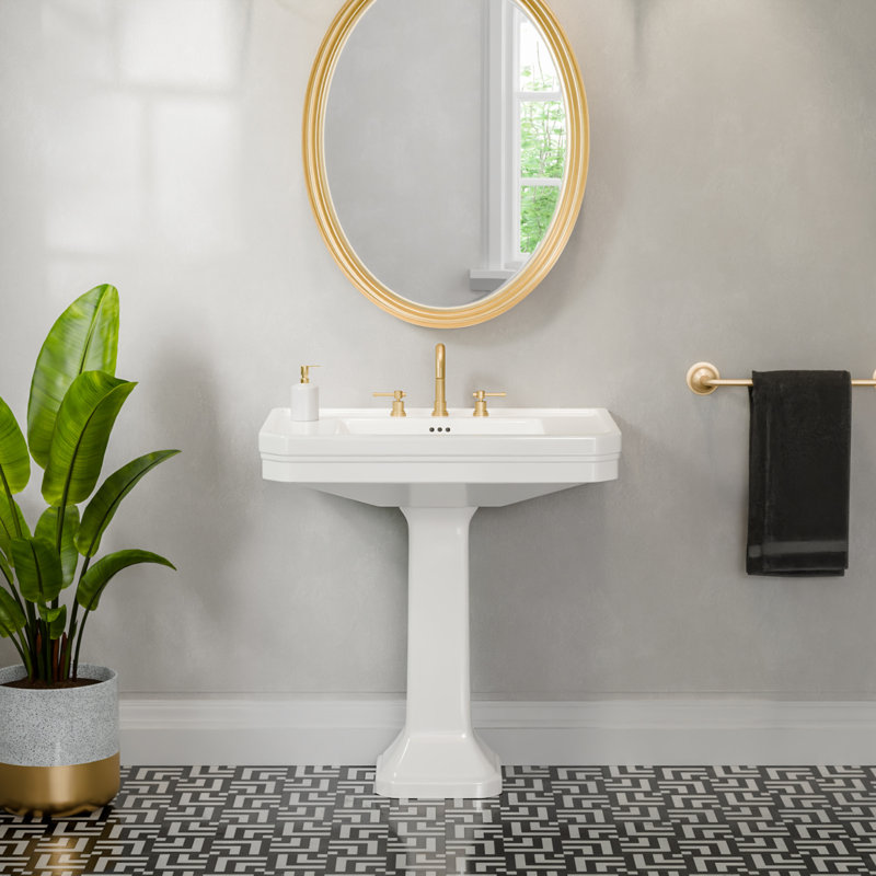 Évier sur pied l 32 po x H 35 po Aqua, perçage de robinet 8 po Aqua, Robinet à large entraxe