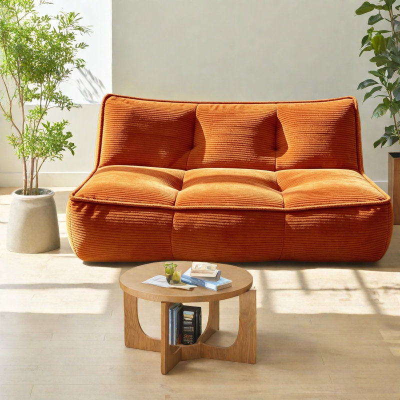 Canapés de compression, pouf poire en velours côtelé de 135 cm, brun moderne pour la maison, Brun