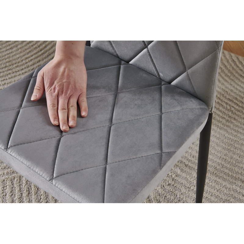 4 -Person Dining Set, Grey Velvet Chairs#4