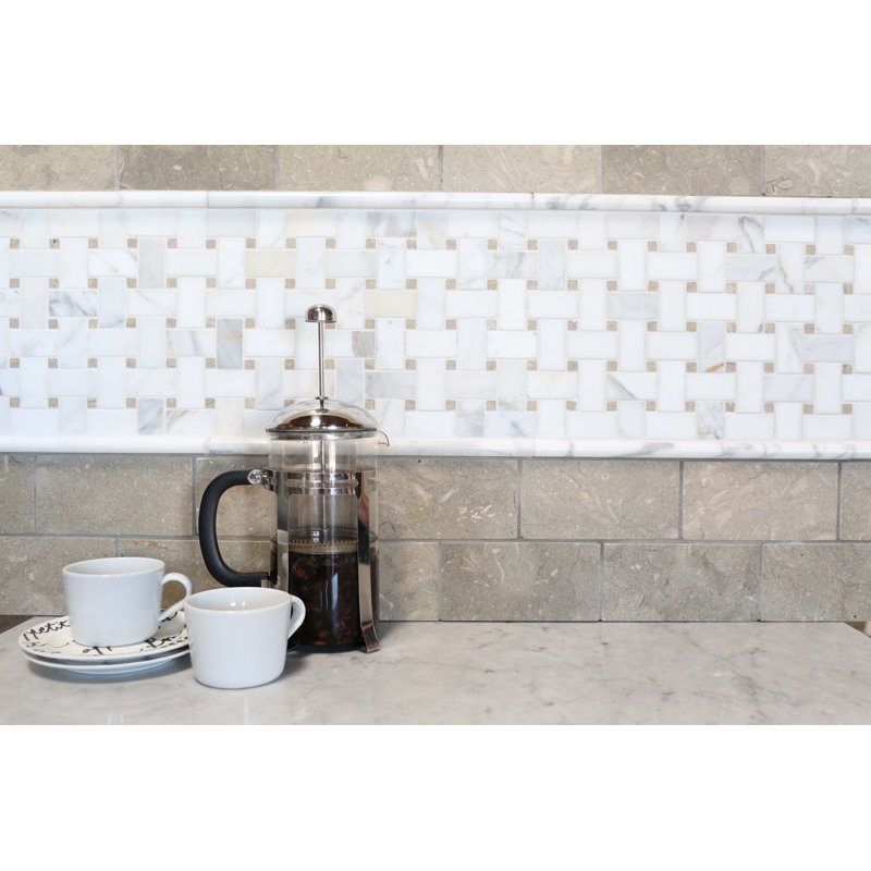2" x 3" Marble Baskeweave Mosaic Wall & Floor Tile, Ashbury