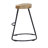 30 Inch Handcrafted Backless Counter Height Barstool, Natural Brown Mango Wood Saddle Seat, Black Iron Base