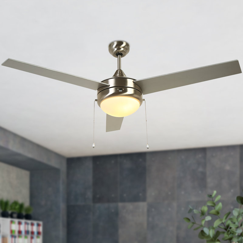 52” 3-Blade Modern Ceiling Fan With Light