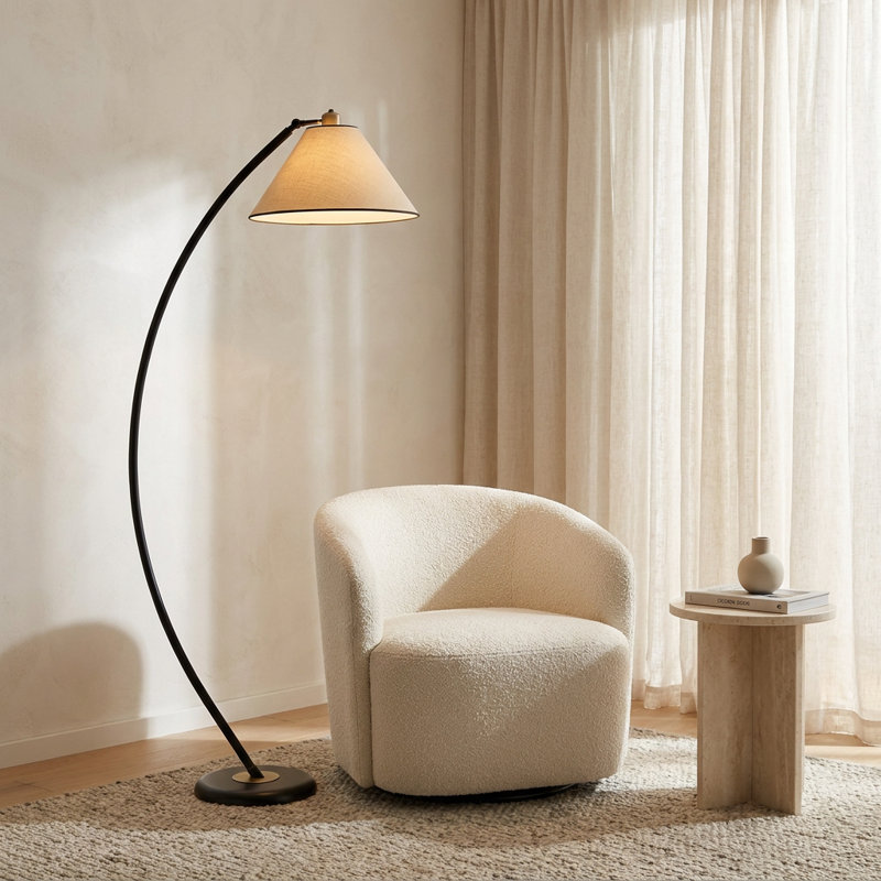 Lampadaire intégré Solana noir à hauteur réglable