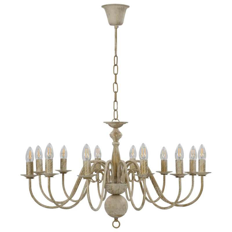 Cheeks 12 - Light Candle Style Chandelier, Beige