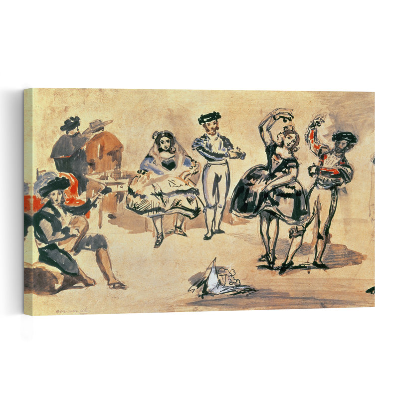 Danseuses espagnoles, estampe d'art mural impressionniste contemporaine de 1862, H 12 po x l 18 po