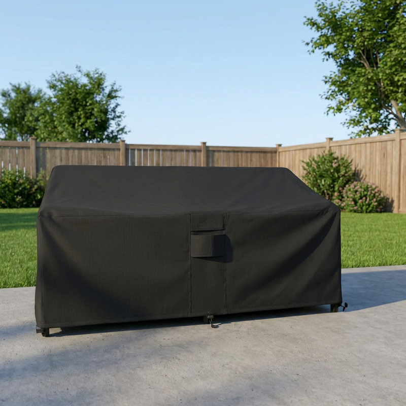 Goodman Weatherproof Patio Sofa Cover with Breathable, Durable Water-Resistant PVC Protection, Adjustable Elastic Hem, Click-Close Straps and Air Holes