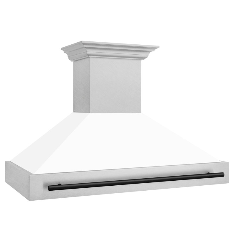 48" ZLINE Autograph Edition Fingerprint Resistant Stainless Steel Range Hood with White Matte Shell, Matte Black