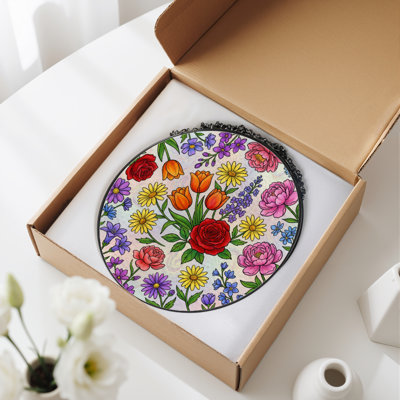Vitrail de jardin en verre coloré 7,8 po H