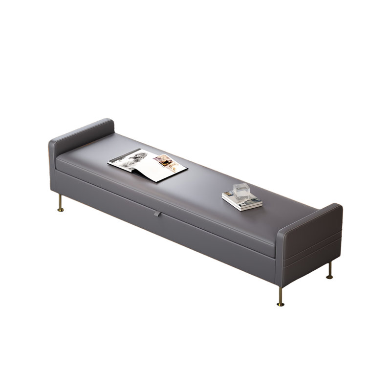 Banc de rangement rembourré Temeshia, Gris foncé, H 21,25 po x l 70,86 po x P 17,71 po