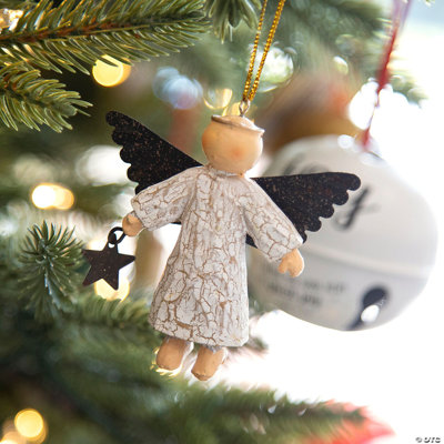 Ornements de Noël en résine ange scintillant 3 pouces - 3 pièces