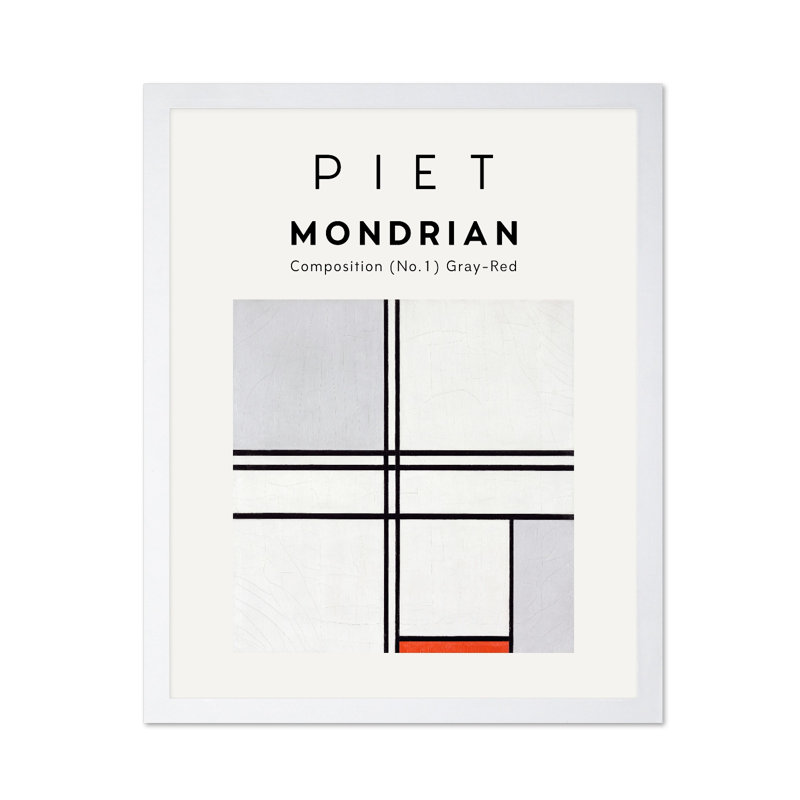 Piet Mondrian - Composition No1, Affiche, White Framed, 16"H x 20"W