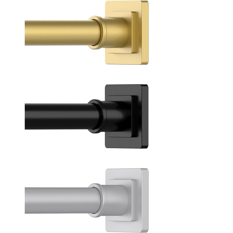 Adjustable Matte Gold Tension Shower Curtain Rod Kit
