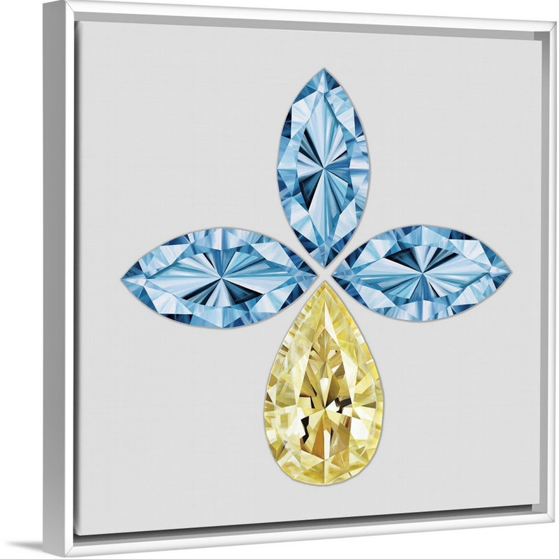 Graphic Art Print on Canvas, White Floater Framed, 18" H x 18" W x 1.75" D