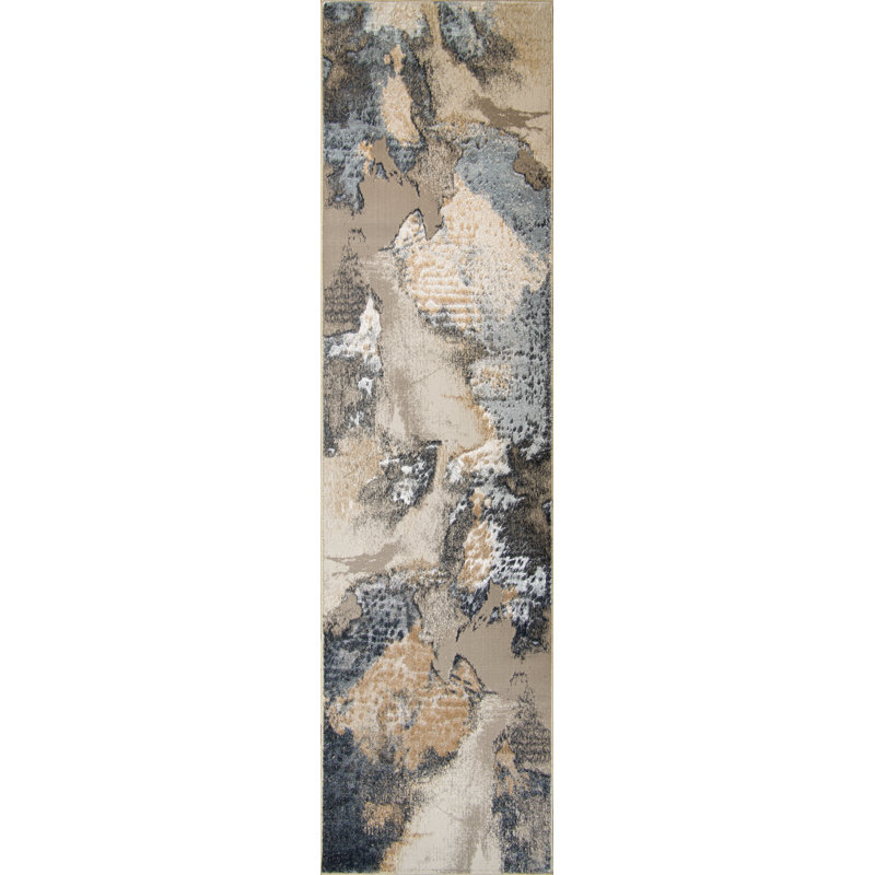 Tapis transitionnel pour salon, tapis abstrait en polypropylène, tapis d'intérieur - 5 x 8, 6 x 9
