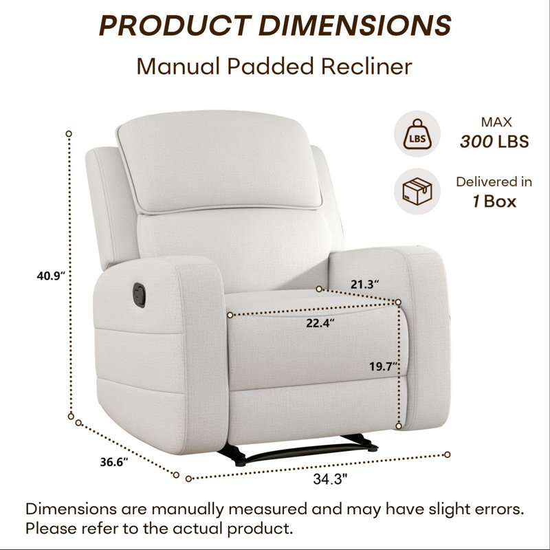 Fauteuil inclinable manuel l 34,3 po Layelle, Beige