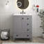Meuble-lavabo en bois aggloméré de 24 po avec lavabo intégré en céramique, tablette à double couche, tiroirs à fermeture en douceur et porte d'armoire à fermeture en douceur, gris-170636064