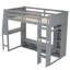 Lit mezzanine en bois avec bureau, tablettes multiples, DEL et portemanteau suspendu-1622375076