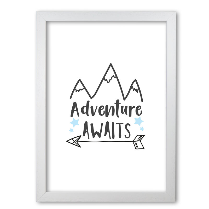 Adventure Awaits - Print, 85 cm H x 60 cm W x 5 cm D, White Grain Frame