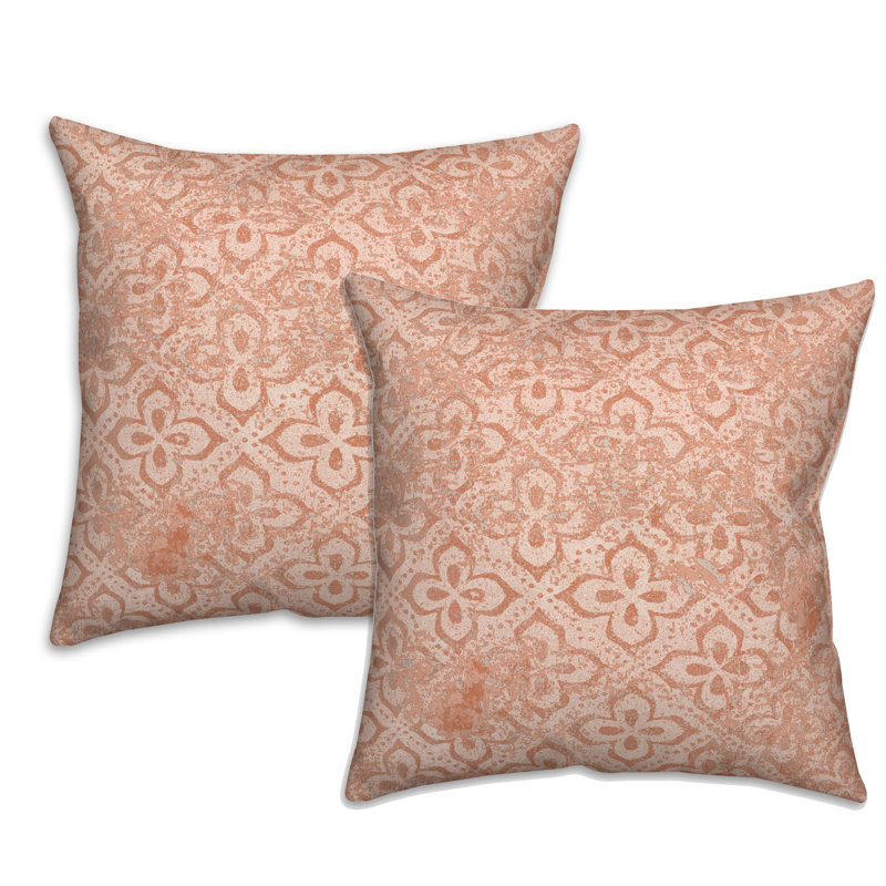 Housse de coussin à motif de médaillons pêche vieillie - ensemble de 2