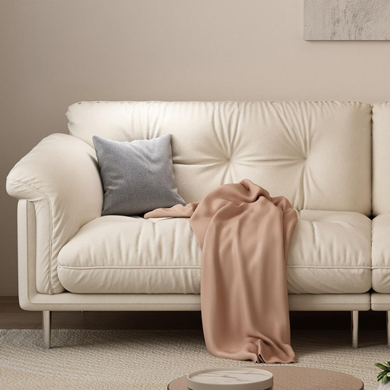 Coussin modulaire beige en polyester, 33.46" H x 94.49" W x 31.5" D, Beige