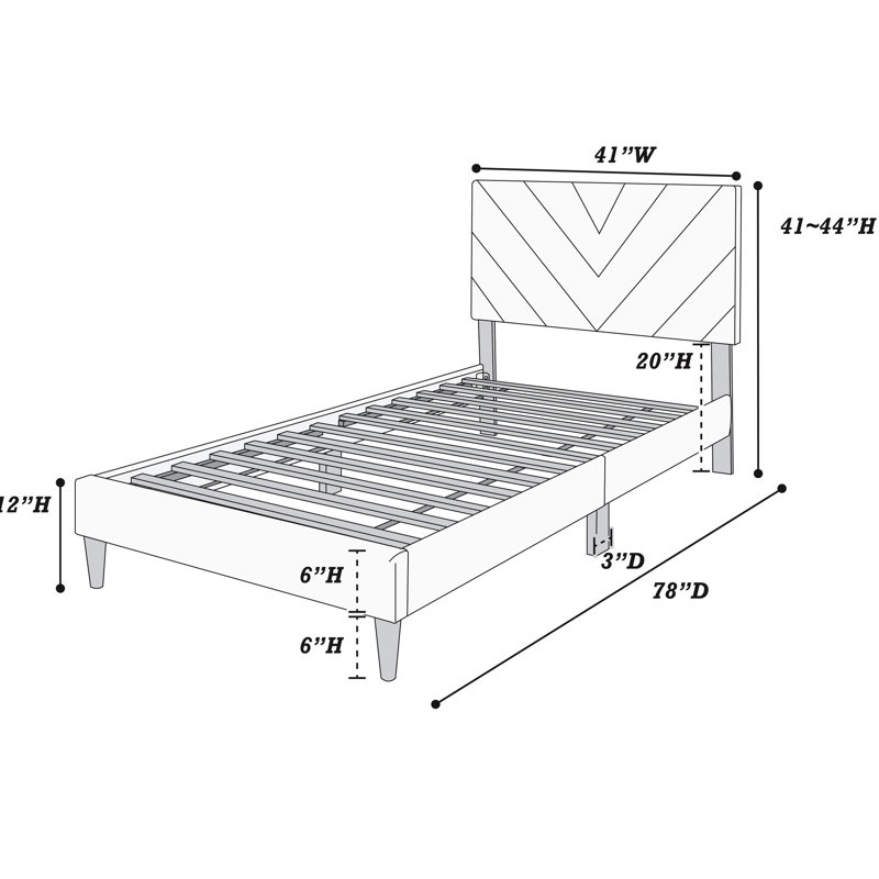 Lit simple en velours avec tête de lit réglable - 12 supports pour une nuit reposante, cadre bleu marine, confort accru