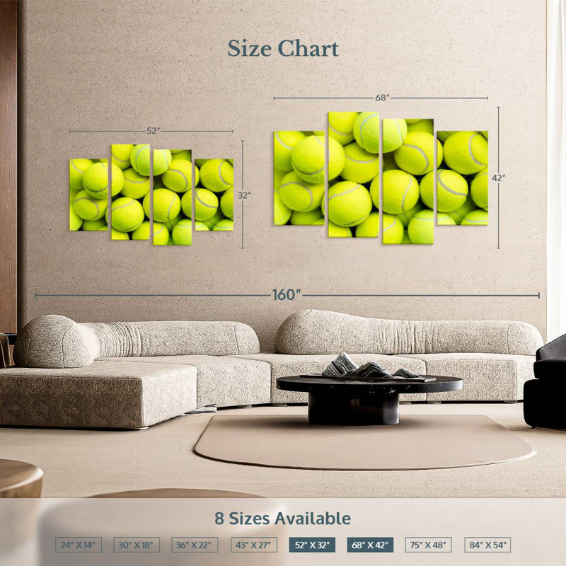 Balles de tennis jaunes Sireci, H 32 po x l 52 po
