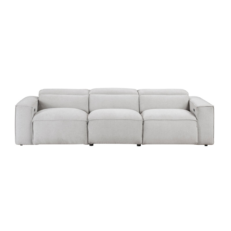 Phoebe Light Gray Power Double Reclining Sofa with Power Headrests