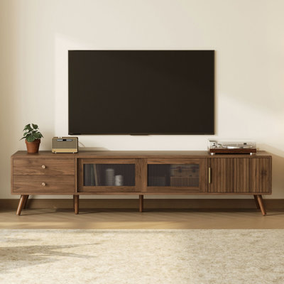 Meuble télé 76 po avec portes en verre 76 po Modern Minimal Modern Doors