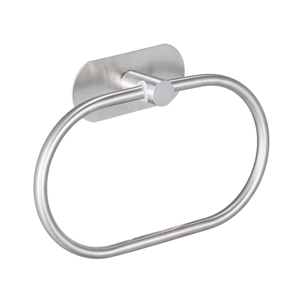 Self-Adhesive 304 Stainless Steel Oval Towel Ring for Bathroom