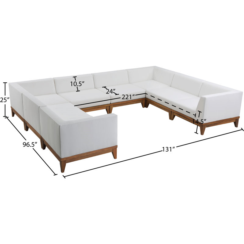 Rio 131" Wide Outdoor U-Shaped Patio Sectional with Cushions