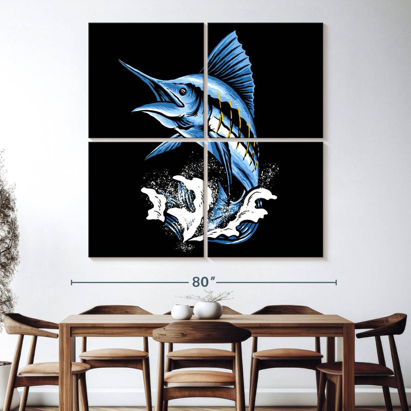 Brampt Jumping Marlin Fish, 74" H x 74" W