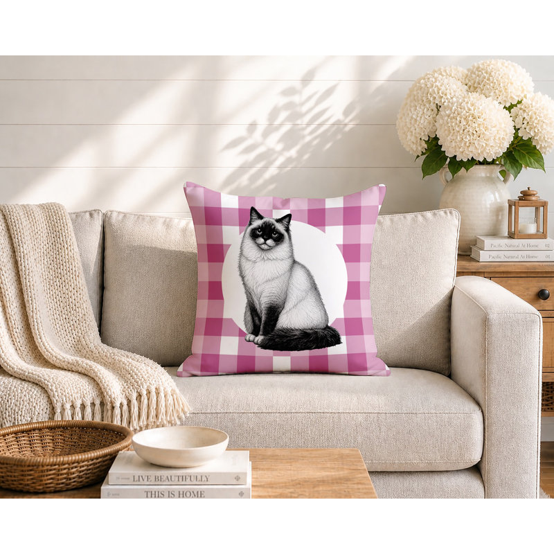 Oreiller réversible intérieur / extérieur Ragdoll Cat, 18x18, Magenta