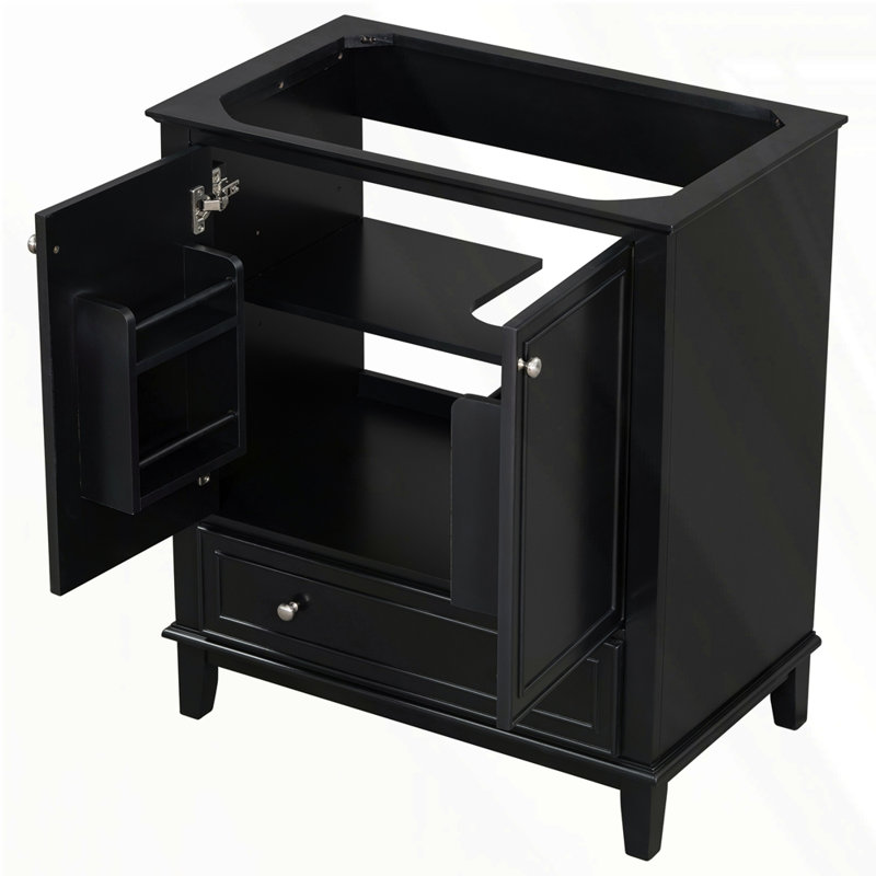 Meuble-lavabo 30 po sans lavabo, Noir, Argent argent
