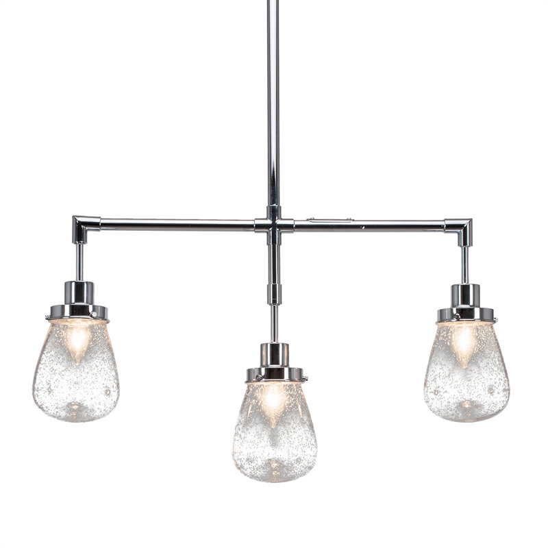 Barre d'éclairage 3 lumières Elwell avec verre de 5 po, Clair, Chrome chrome