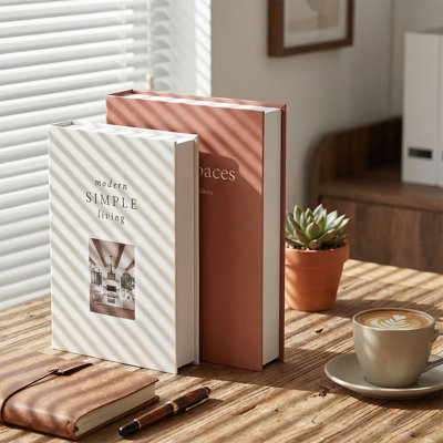 Designer Book Storage Box Set, Decorative Faux Book Boxes with Openable Lids for Home Decor, Staging and Photography
