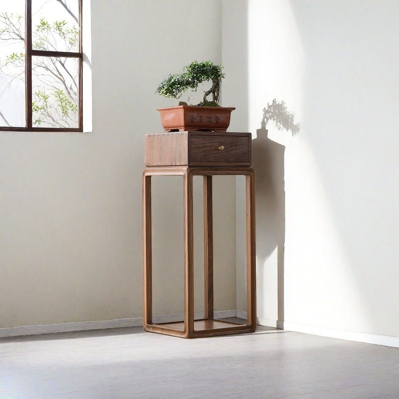 Jardinière en bois massif avec tiroir: simple, H 38,58 po x l 15,74 po x P 15,74 po